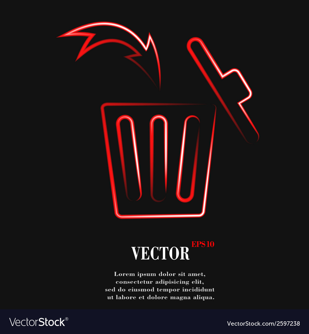 Trash bin flat modern web button and space