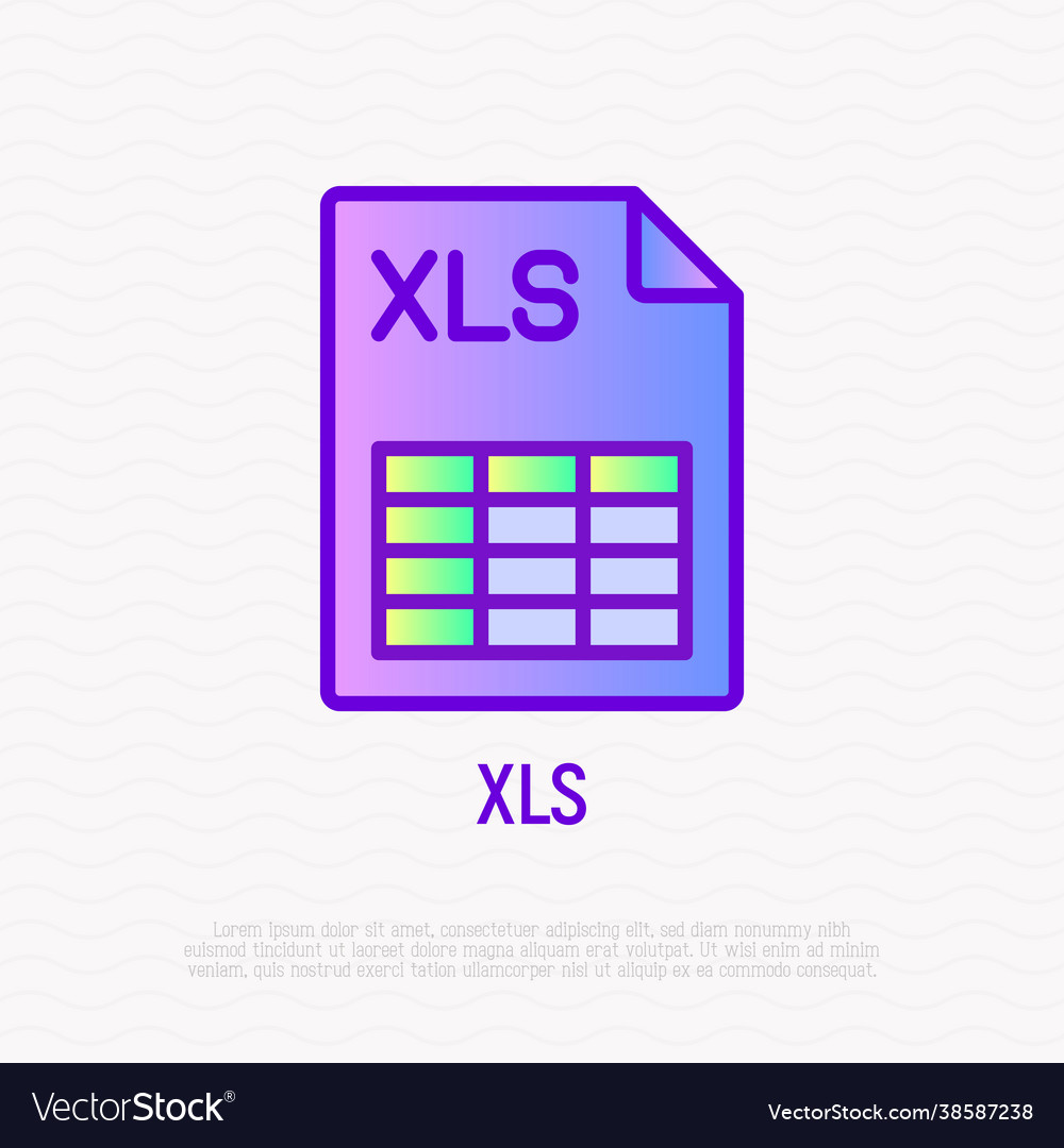 Xls file format thin line icon modern