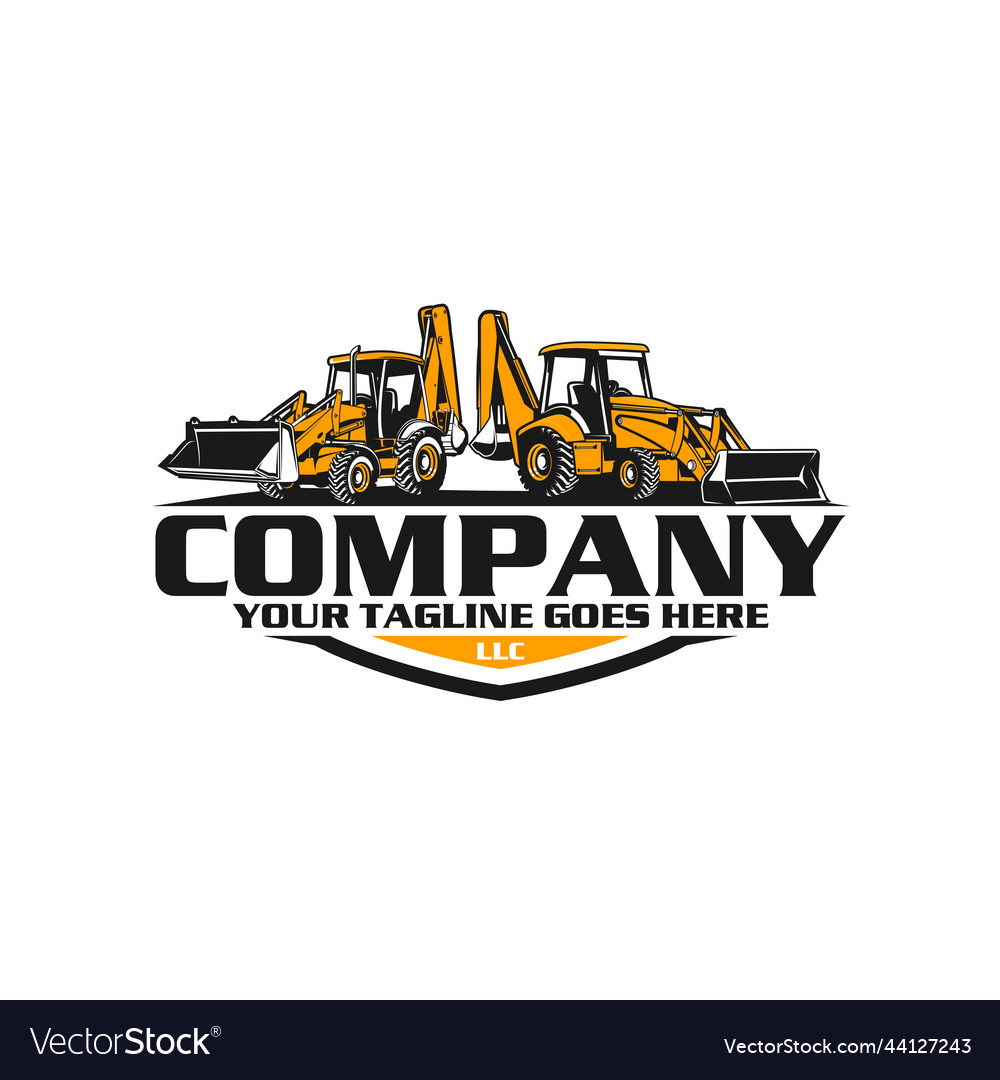 Backhoe loaders logo tractor with bucket logo Vector Image