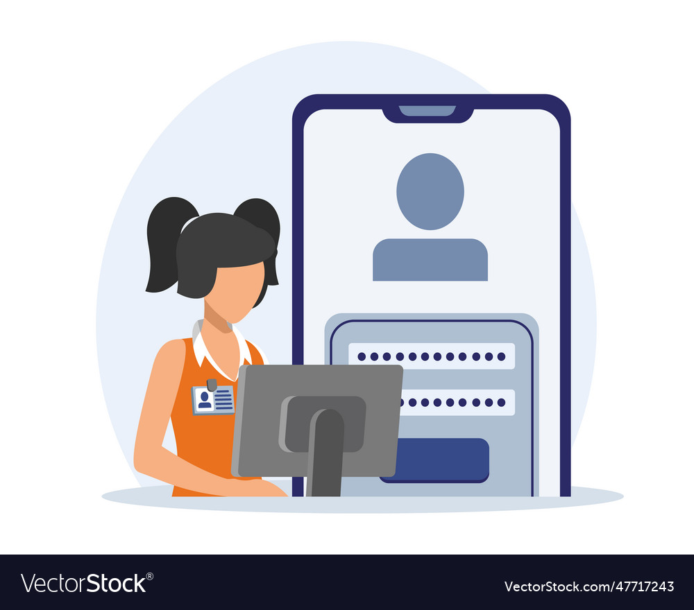 Banking worker working on computer managing