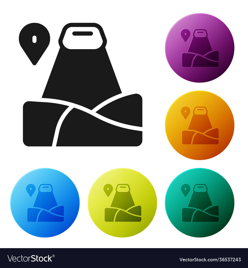 Black map pointer with mountain icon isolated Vector Image Black map pointer with mountain icon isolated