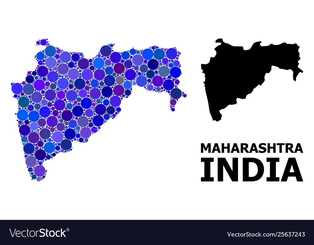 Blue circle mosaic map maharashtra state Vector Image