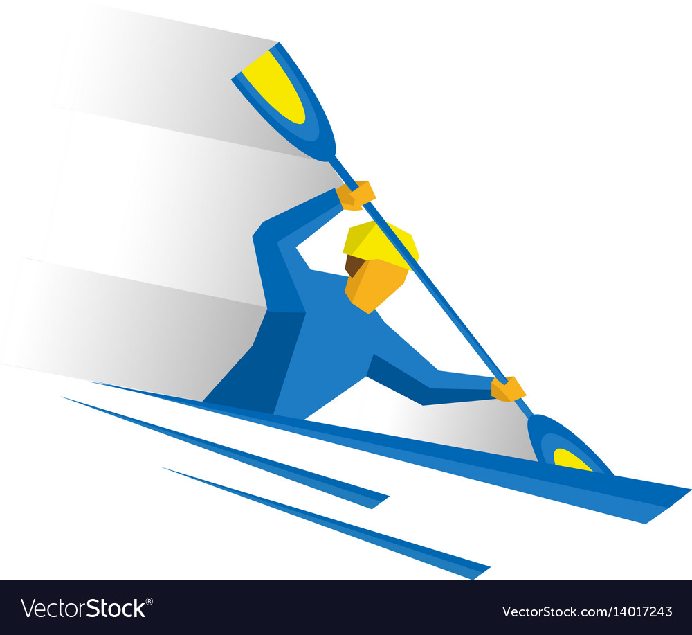 Canoe slalom rower with paddle in boat Royalty Free Vector