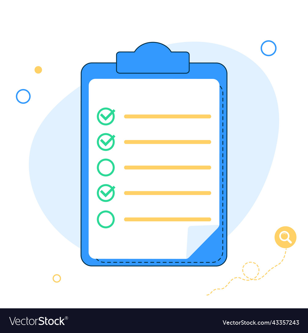 Checklist clipboard with check list vector image Checklist clipboard with check list