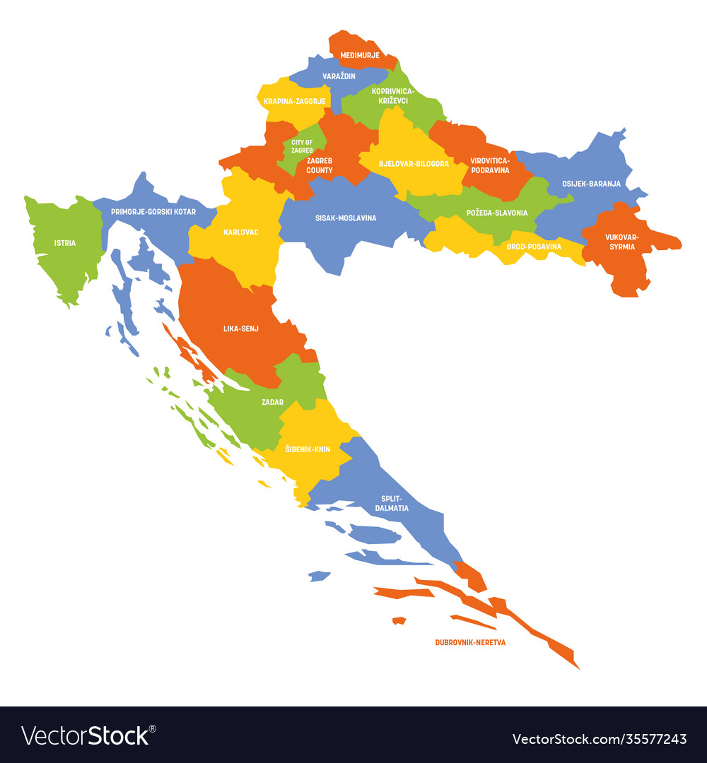 Croatia - map counties Royalty Free Vector Image