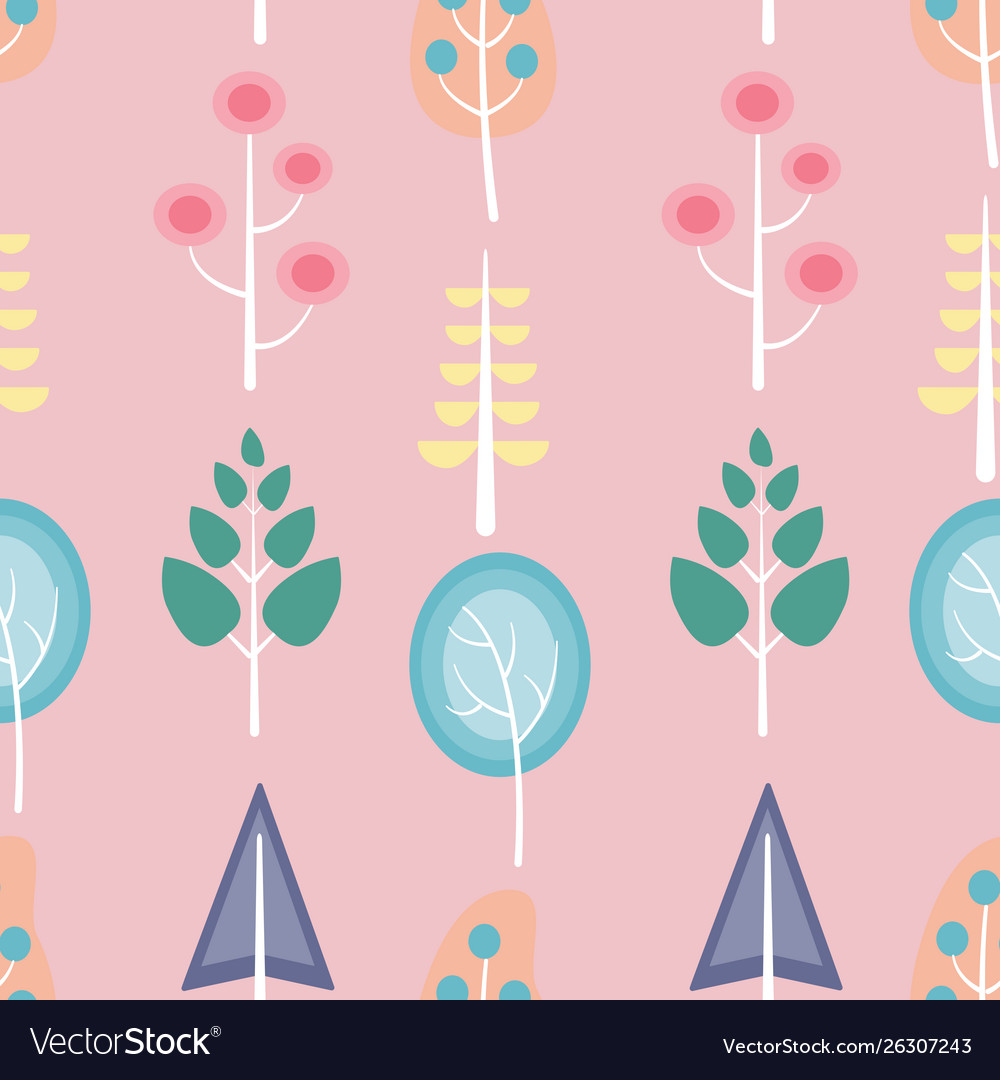 Cute retro trees in a seamless pattern design