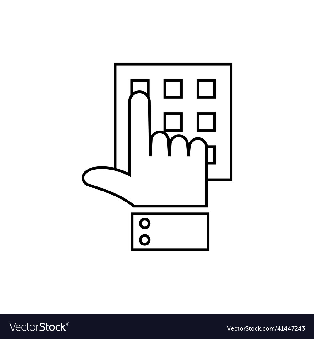 Enter pin code icon click hand pointer sign vector image Enter pin code icon click hand pointer sign
