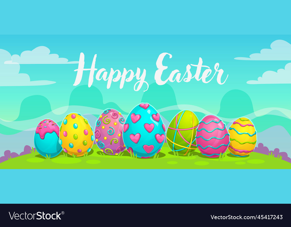 Happy easter greeting card holiday banner Vector Image