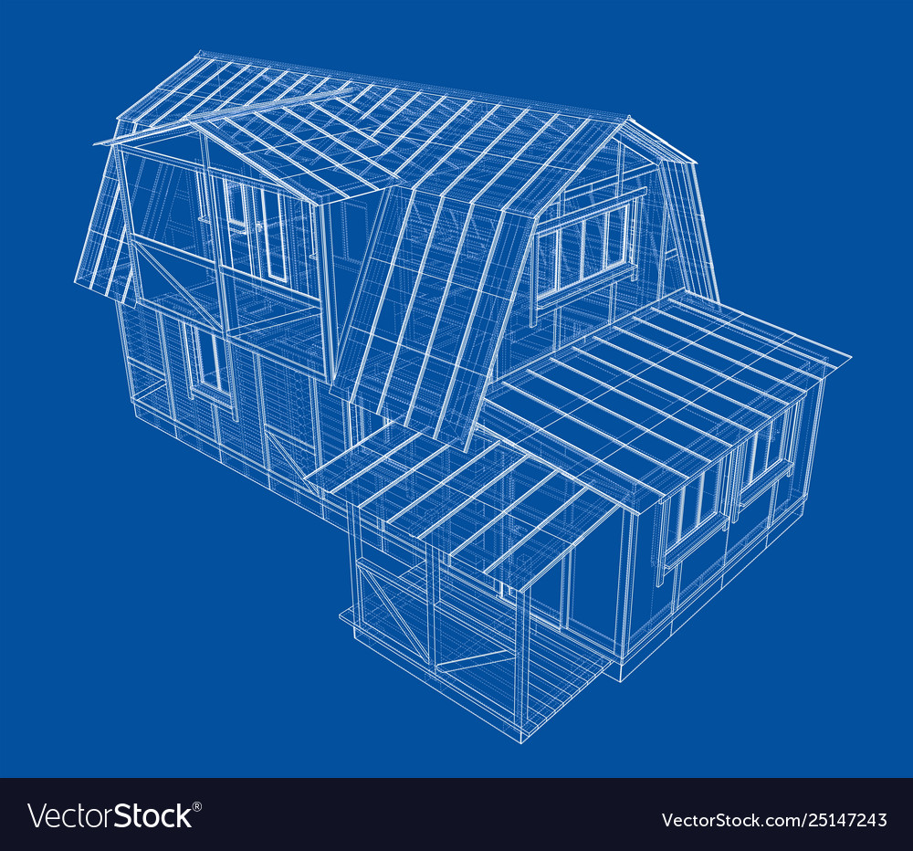 House sketch rendering 3d Royalty Free Vector Image