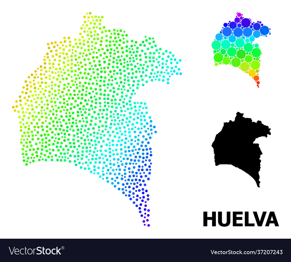 Regenbogenfarbene gepunktete Karte huelva