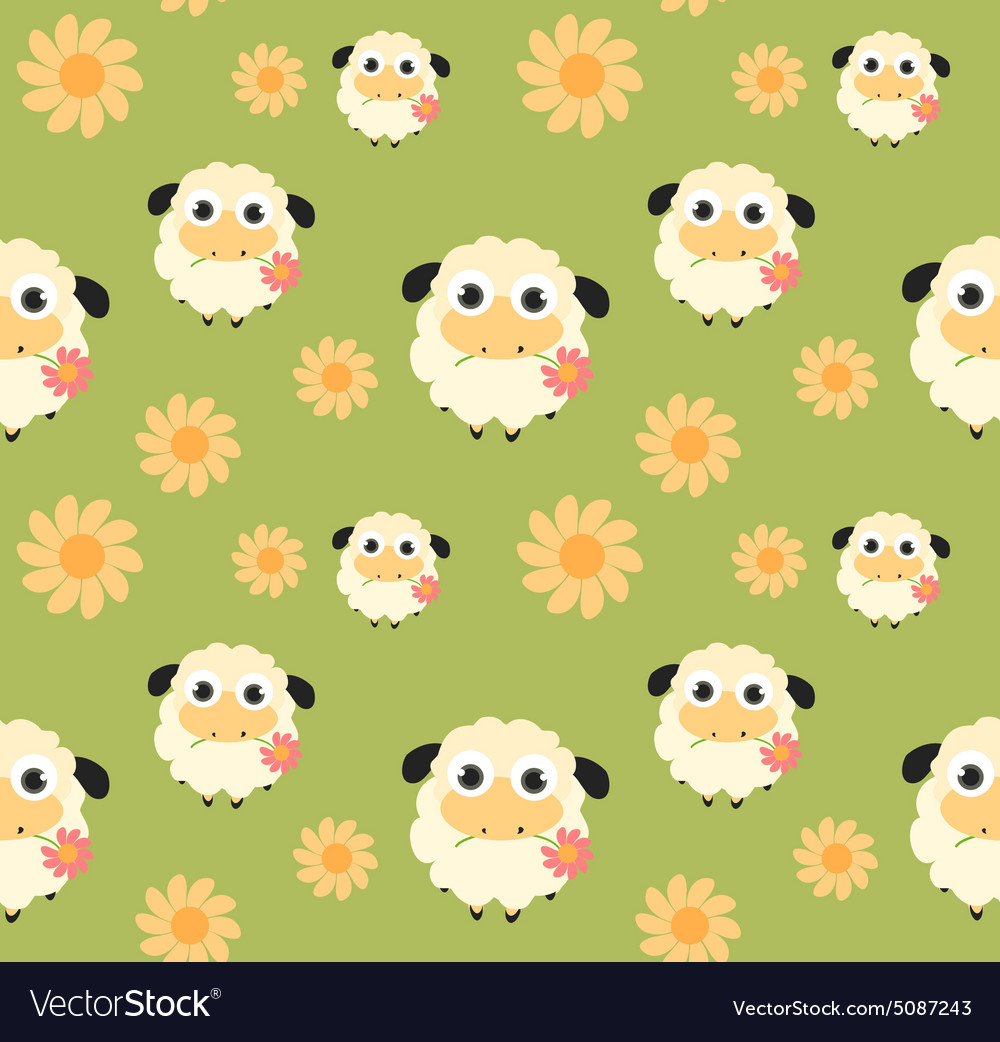 Seamless pattern with flat sheep