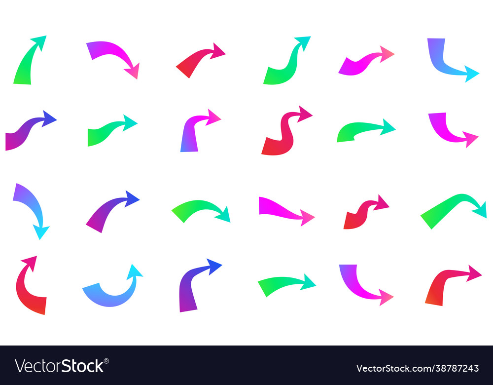 Set different isolated multicolored arrows