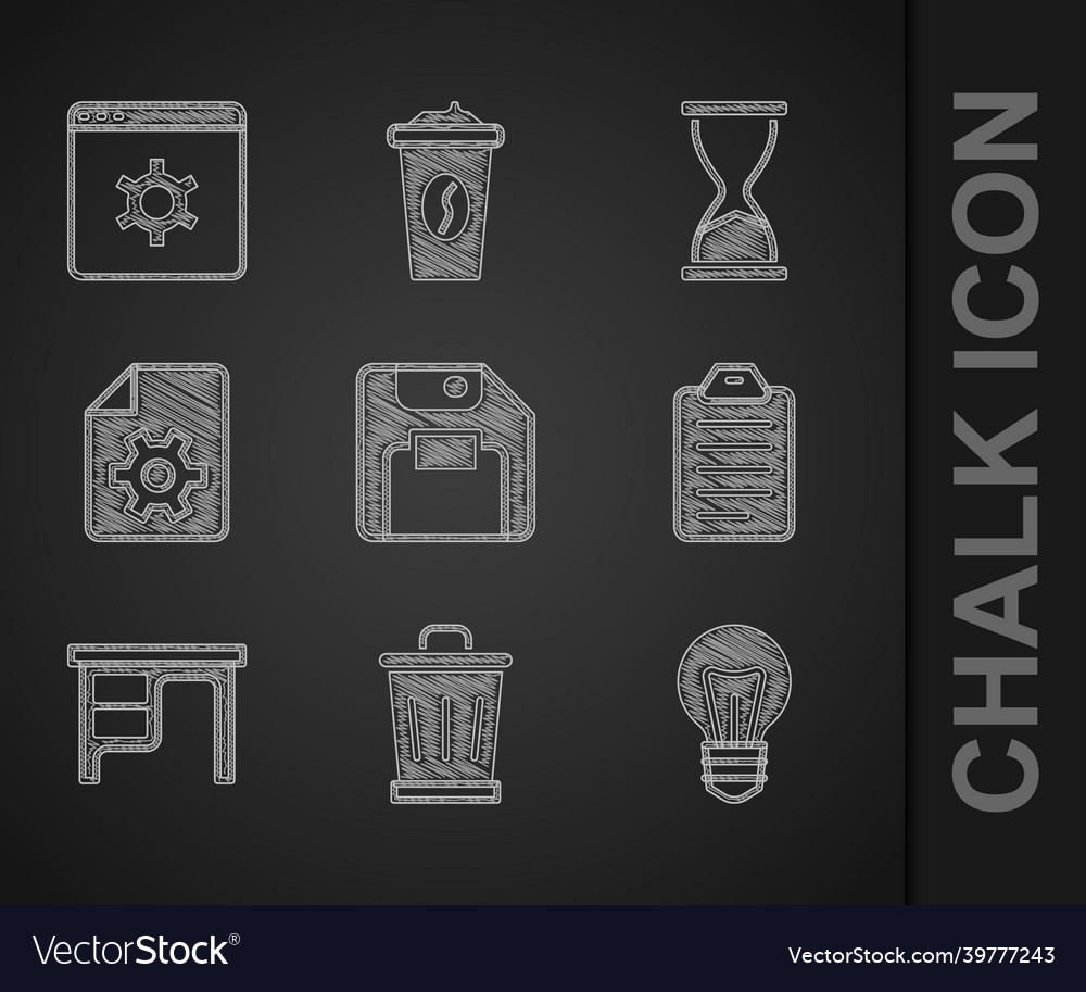 Set floppy disk trash can light bulb to do list vector image Set floppy disk trash can light bulb to do list