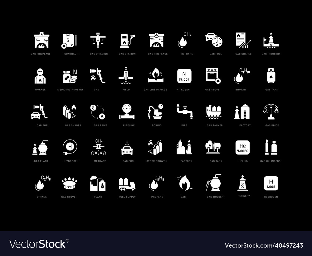 Set of simple icons gas industry Royalty Free Vector Image