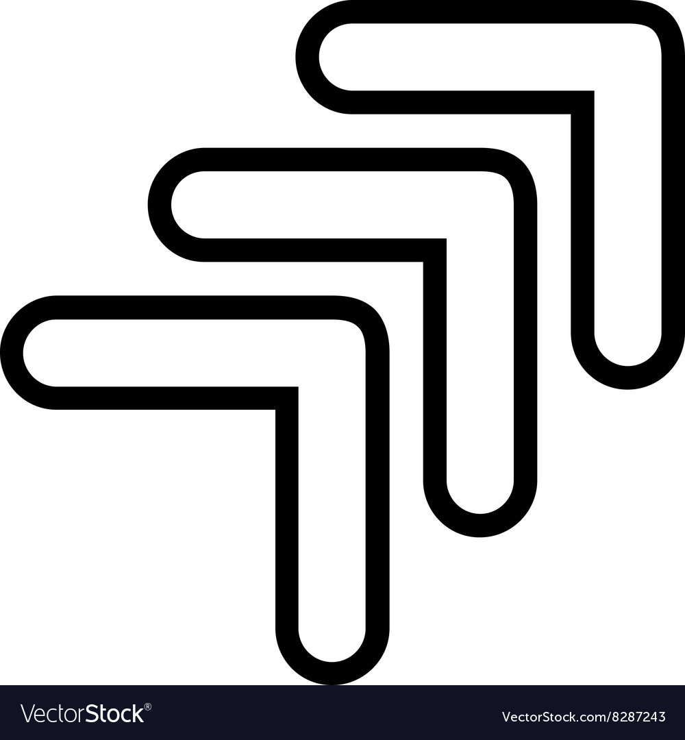 Triple pointer right up contour icon