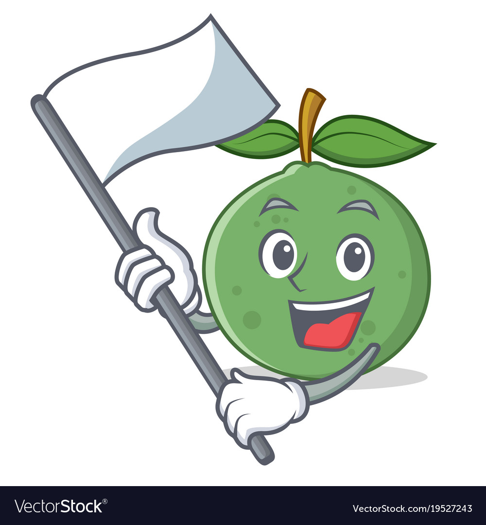 With flag guava mascot cartoon style