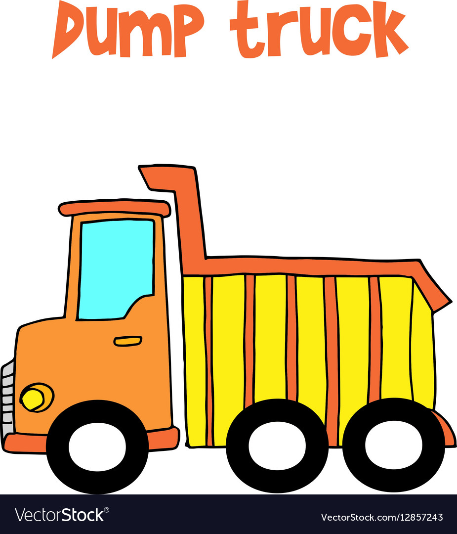 Yellow dump truck cartoon Royalty Free Vector Image