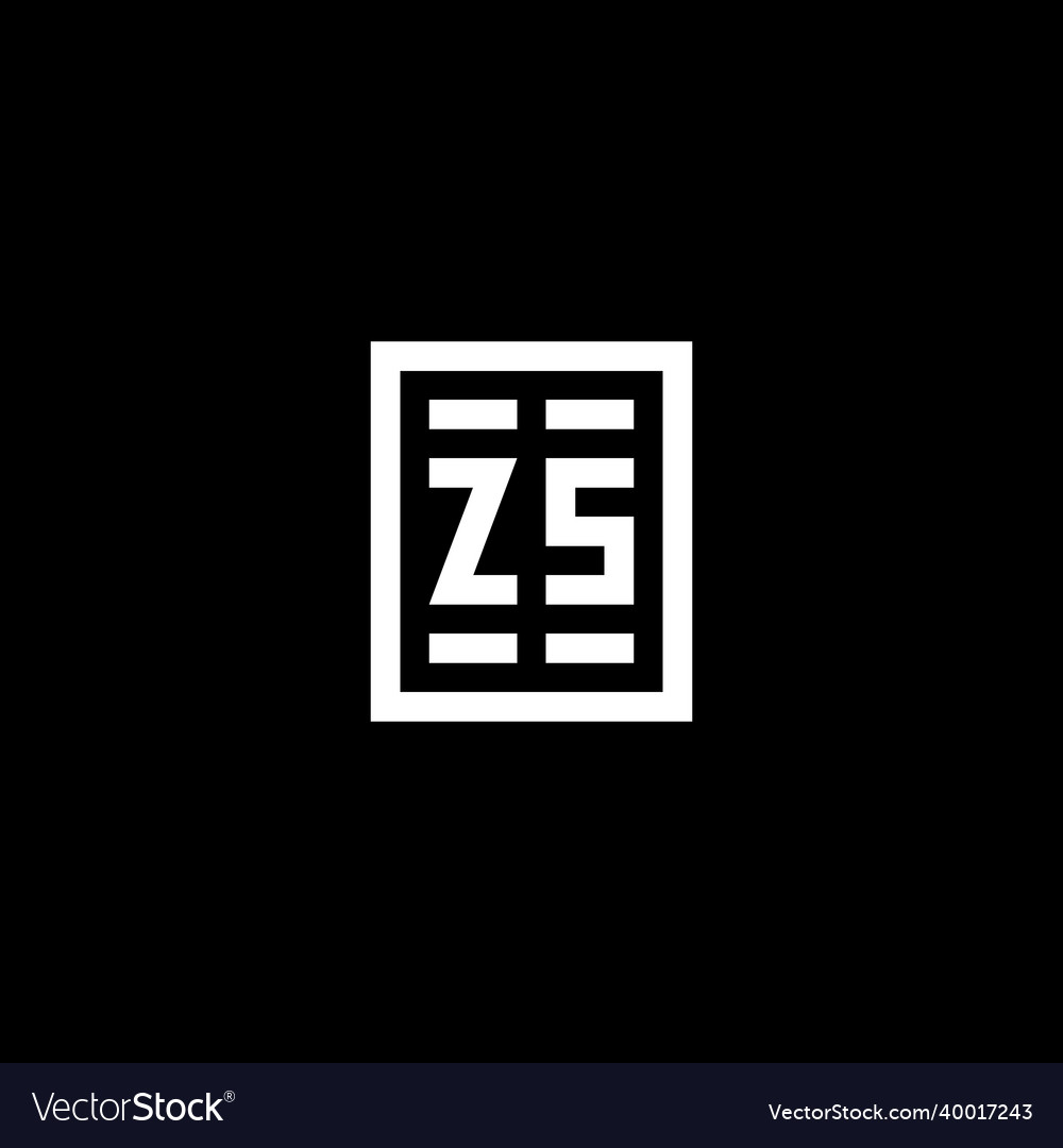 Zs initial logo with square rectangular shape Vector Image Zs initial logo with square rectangular shape