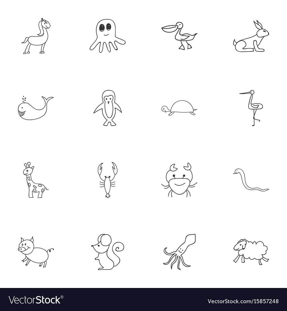 Tier Icon Set - 16 Zoologie Symbole
