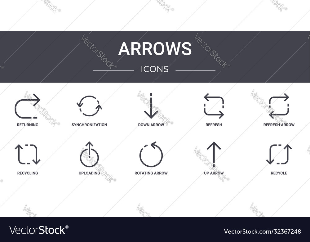 Arrows concept line icons set contains