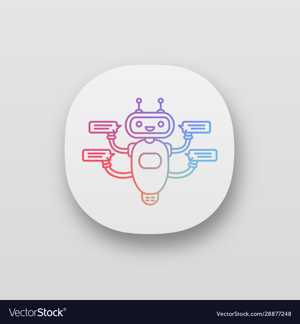 Chatbot with four speech bubbles app icon vector image Chatbot with four speech bubbles app icon