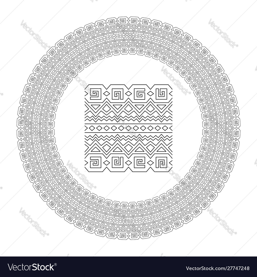 Circle ancient linear pattern for coloring book vector image Circle ancient linear pattern for coloring book
