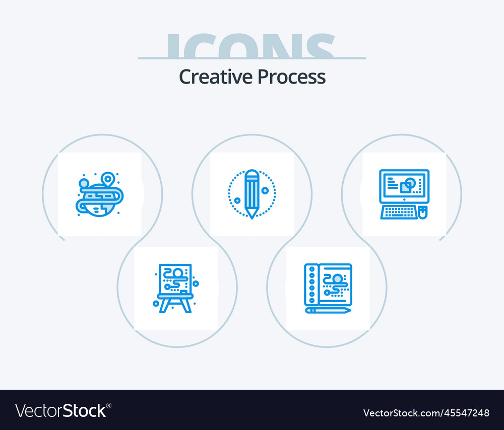 Creative process blue icon pack 5 icon design Vector Image