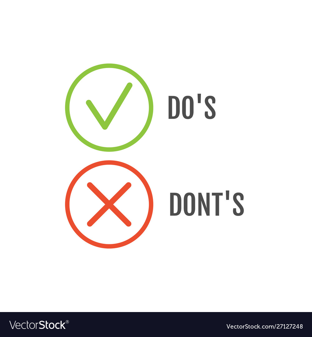 Dos and dont good bad icon check negative vector image Dos and dont good bad icon check negative