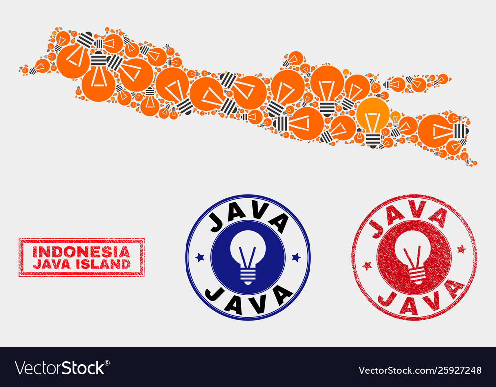 Electrical lamp mosaic java island map and rubber
