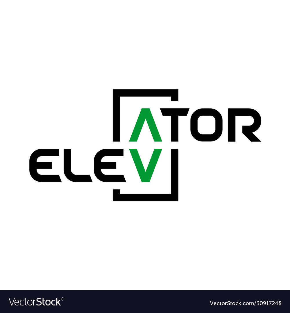 Elevator text logo stylized word Royalty Free Vector Image