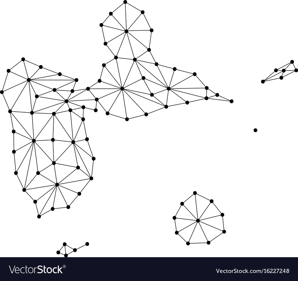 Guadeloupe map of polygonal mosaic lines network