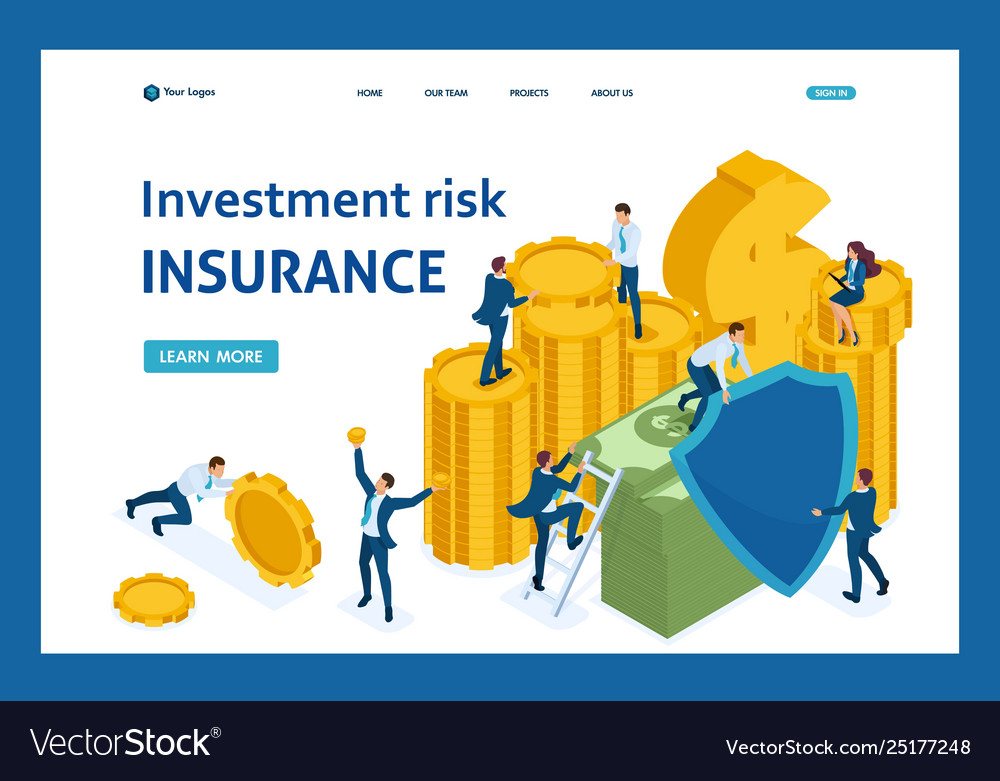 Isometric investment risk insurance Royalty Free Vector