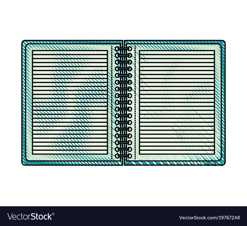Notebook opened with horizontal lines and metal