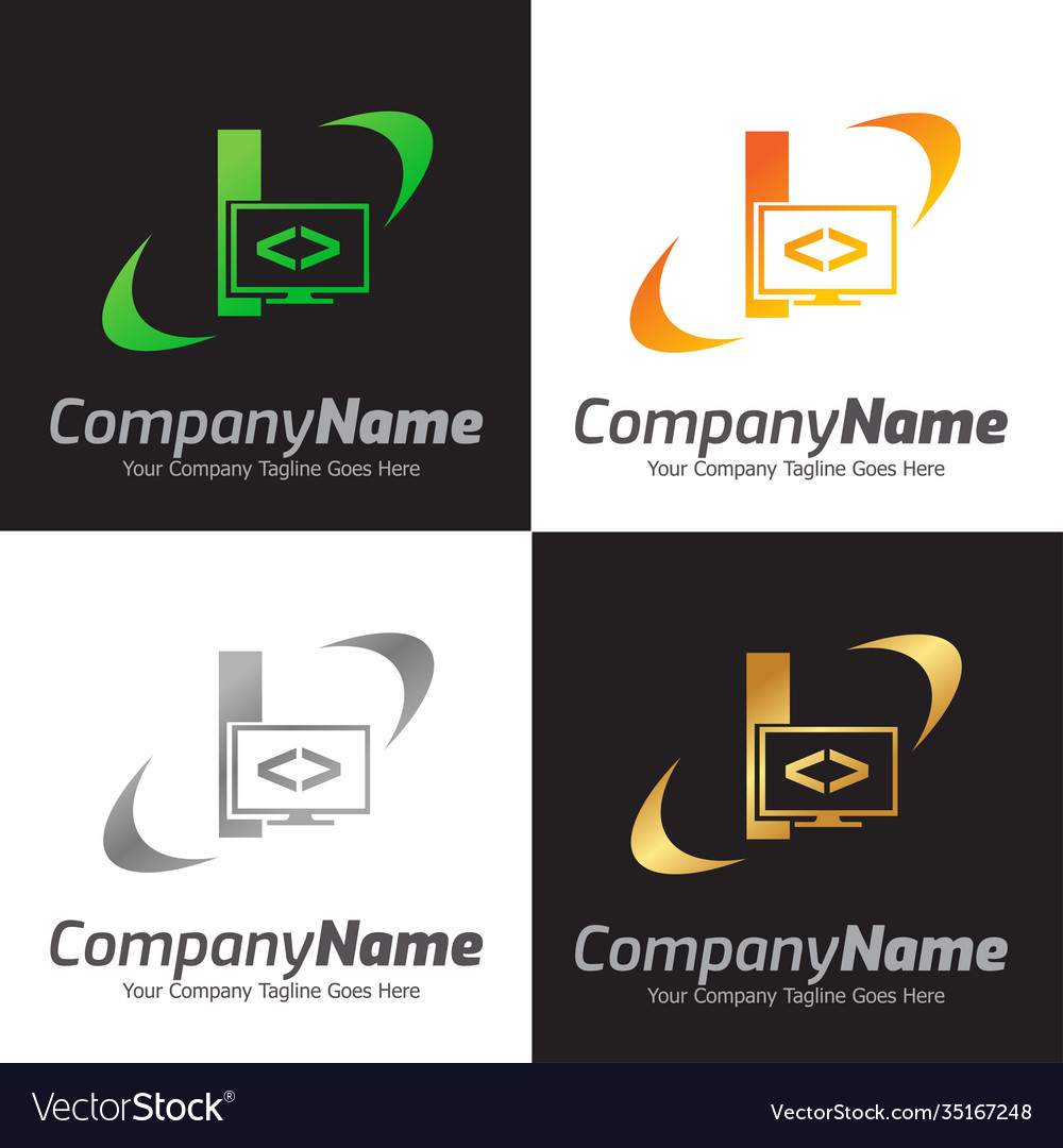 Programming code and computer monitor logo