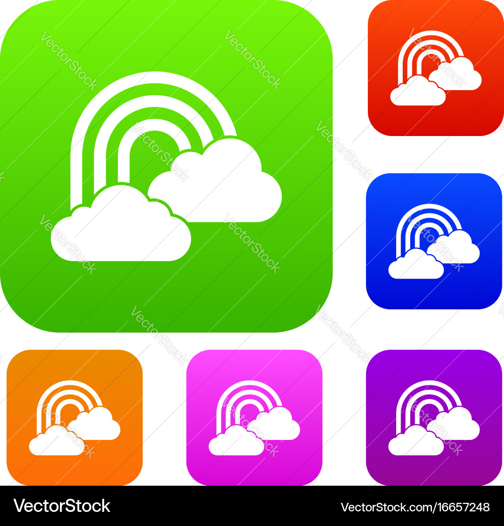 Rainbow and clouds set collection Royalty Free Vector Image