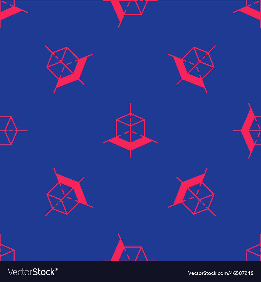 Red 3d modeling icon isolated seamless pattern vector image Red 3d modeling icon isolated seamless pattern