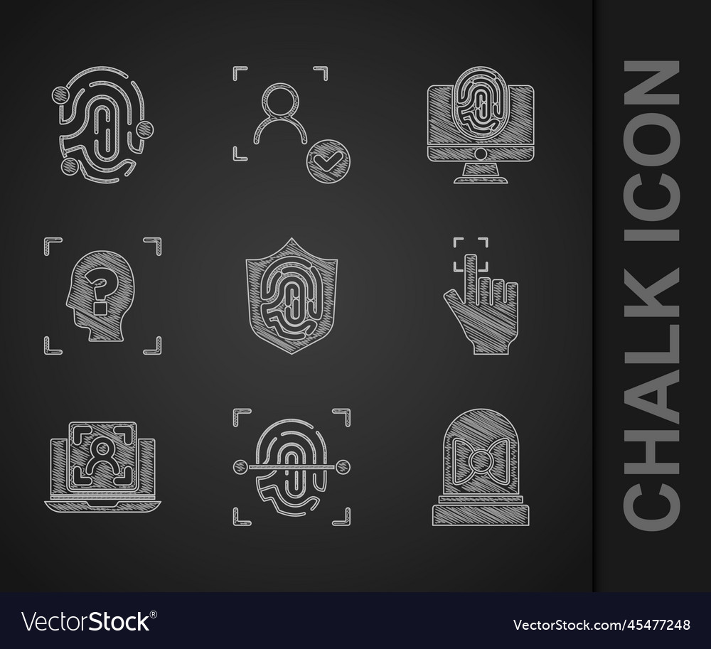 Set fingerprint in shield motion sensor laptop vector image Set fingerprint in shield motion sensor laptop