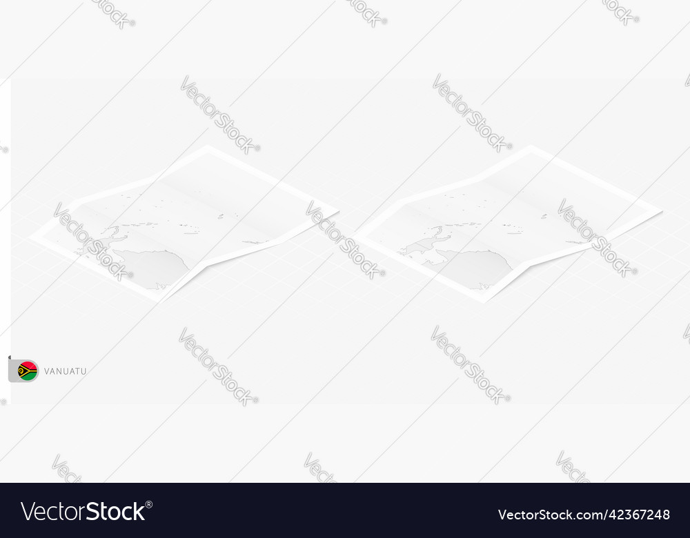 Set of two realistic map vanuatu with shadow