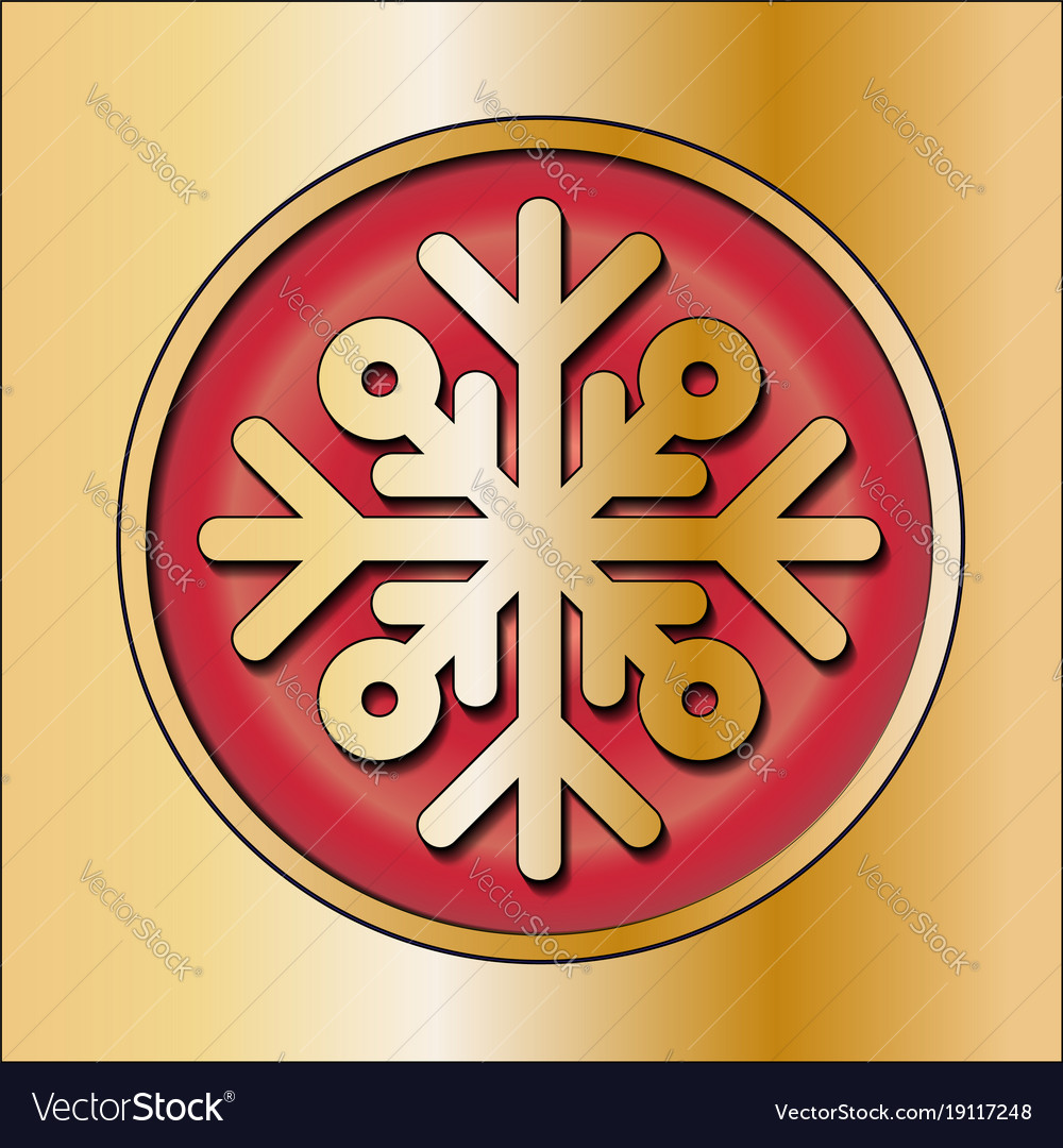 Shiny silver round button with snowflake winter