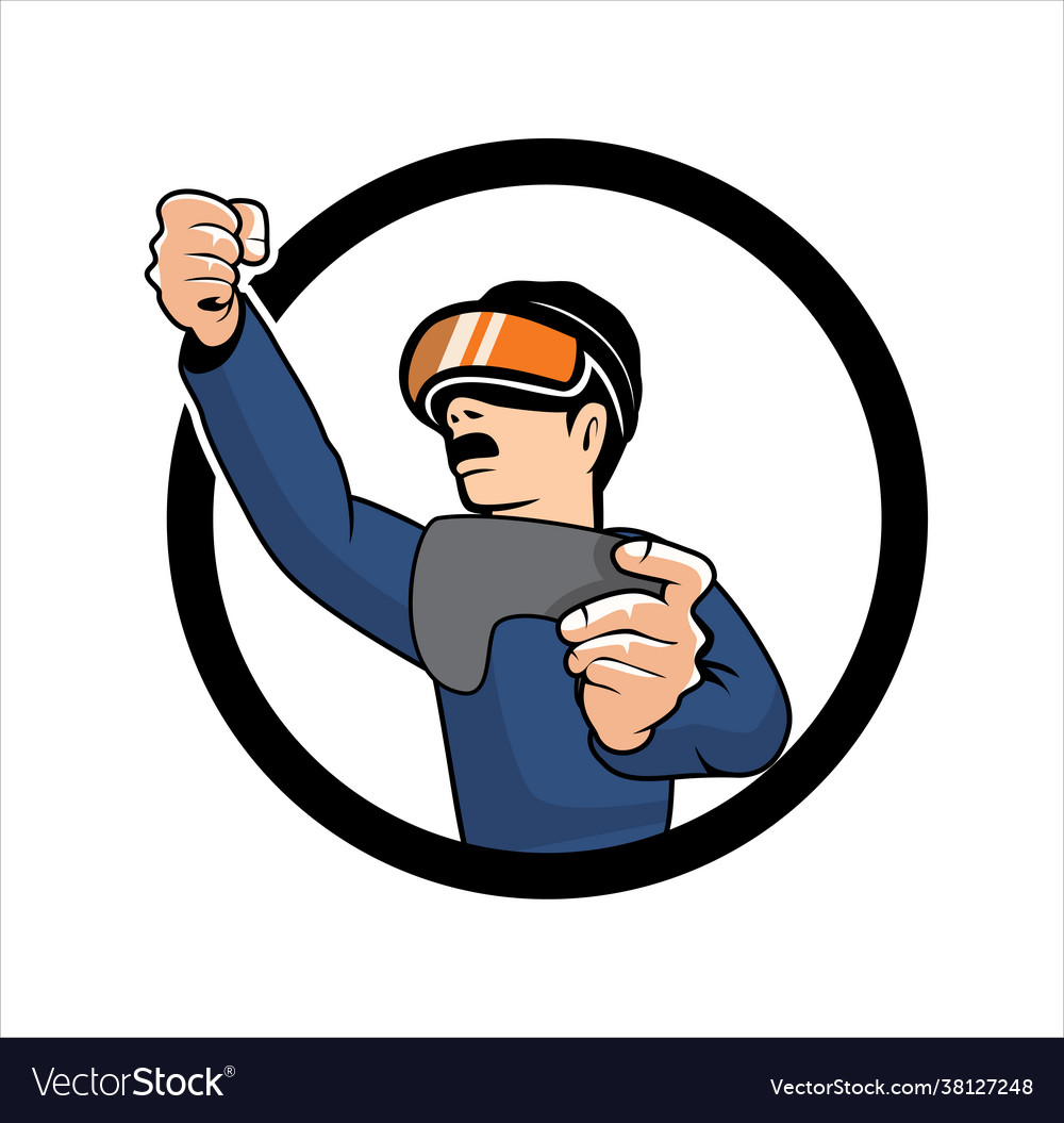 Virtual reality vr game player design vector image Virtual reality vr game player design