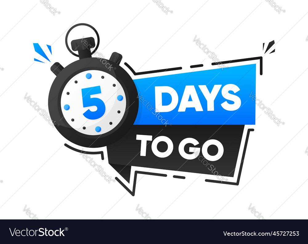 5 days to go countdown emblem with the number