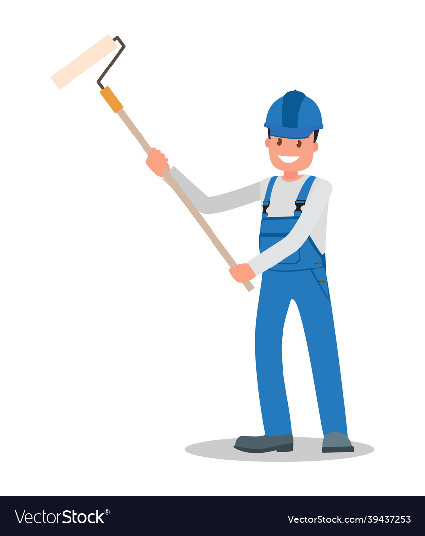 A man is construction worker in overalls Vector Image