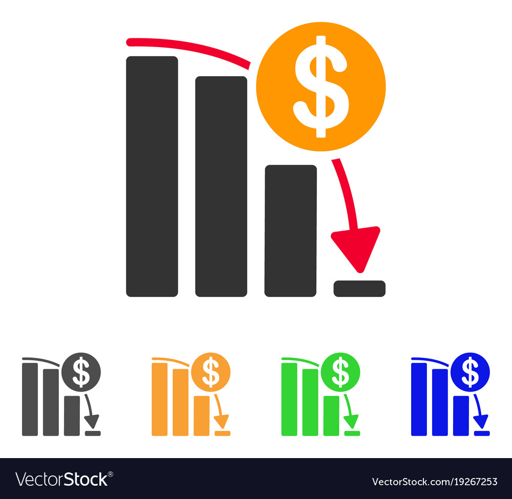 Bitcoin falling acceleration graph icon