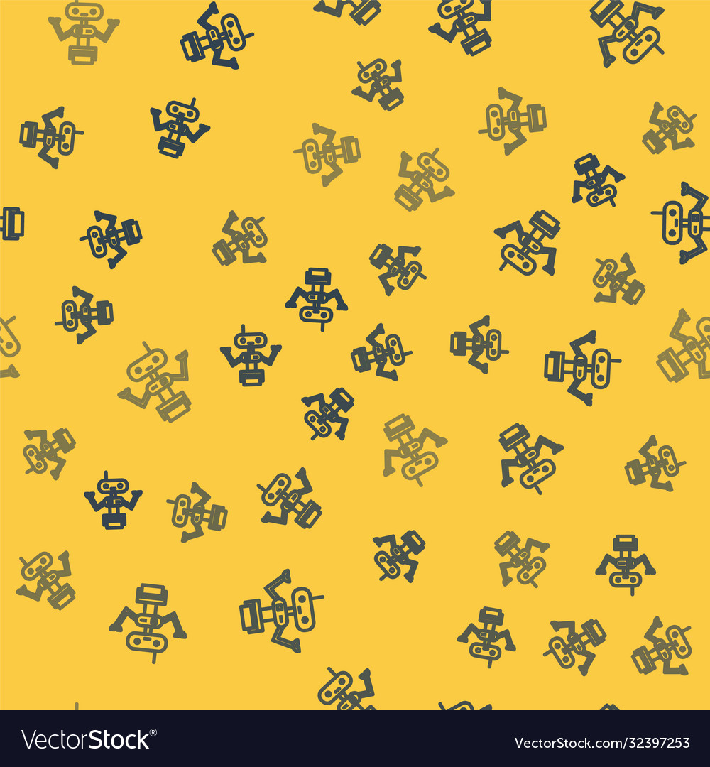 Blue line robot icon isolated seamless pattern vector image Blue line robot icon isolated seamless pattern