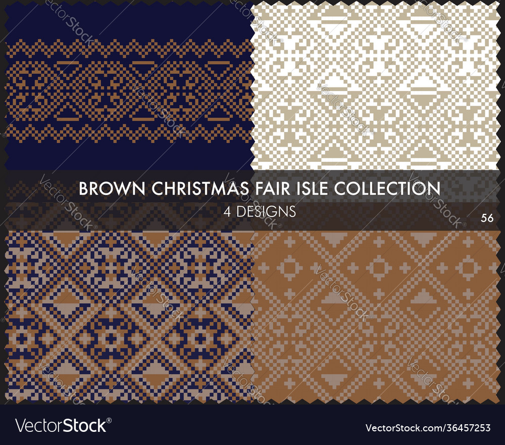 Brown christmas fair isle seamless pattern