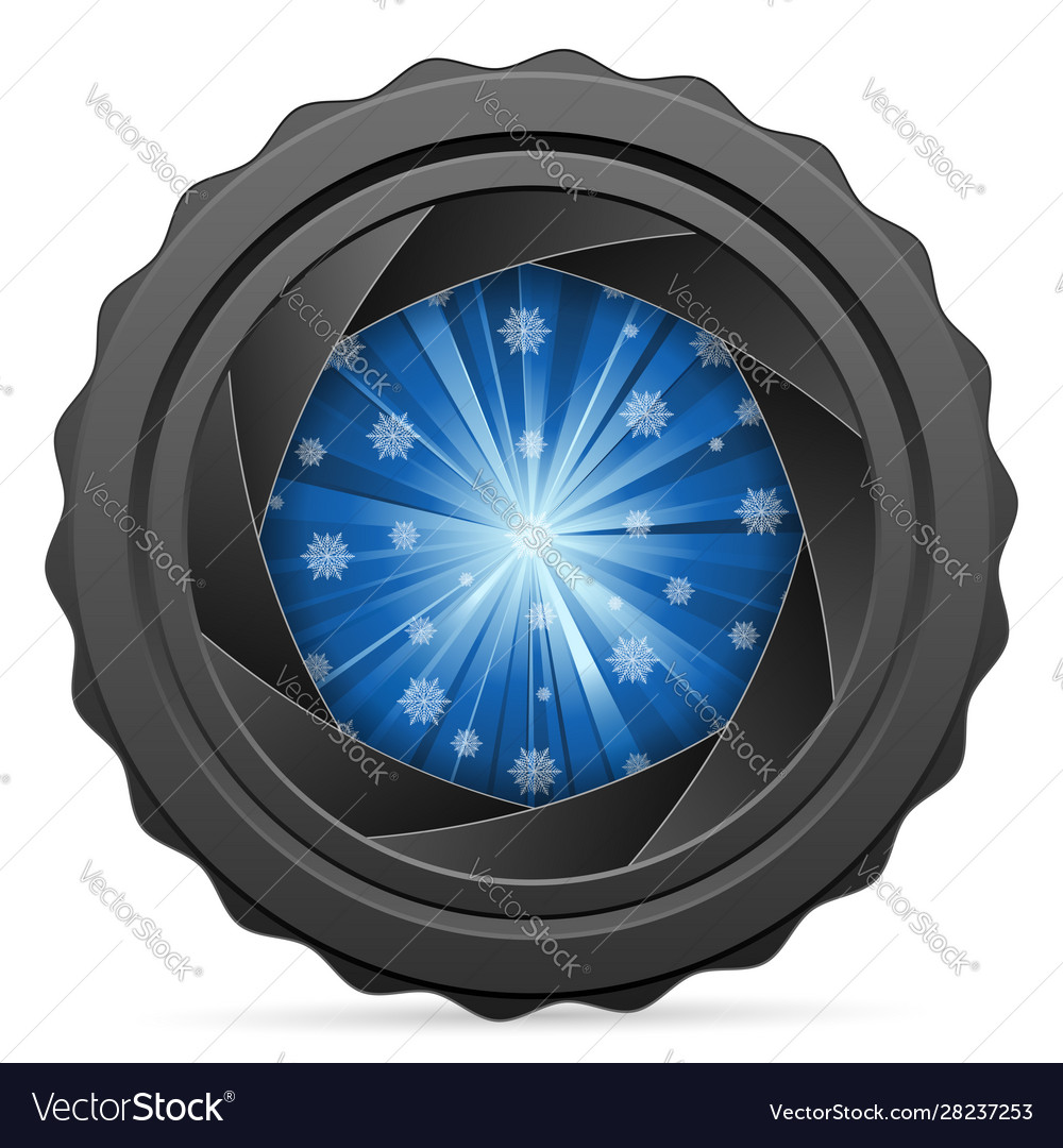 Camera shutter with snowflakes