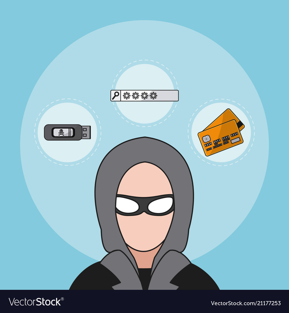 Hacker and cyber security vector image Hacker and cyber security
