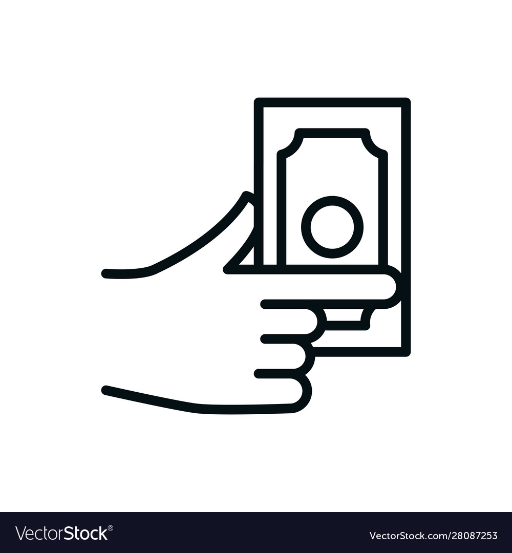 Hand holding banknote money shopping line style Vector Image