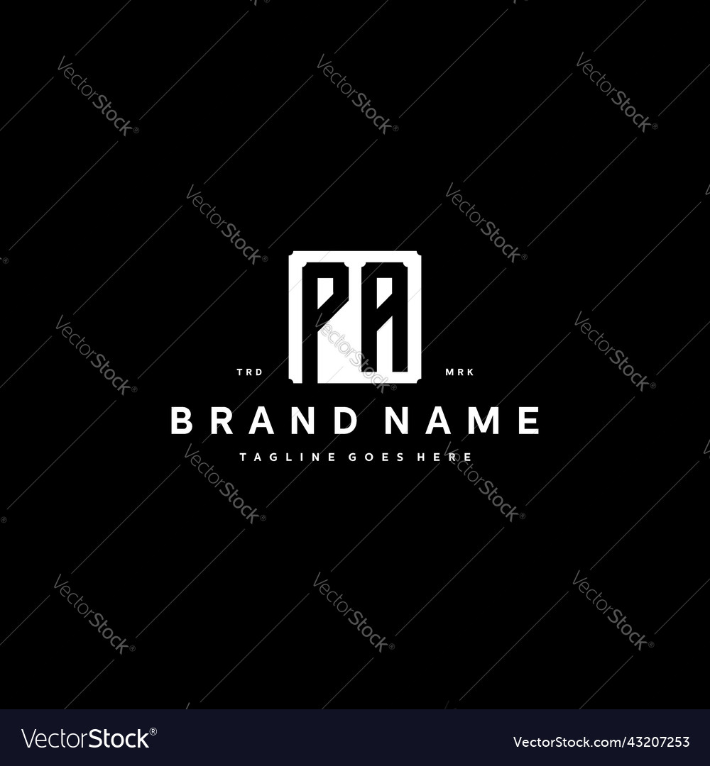 Pa monogram logo design with square rectangular