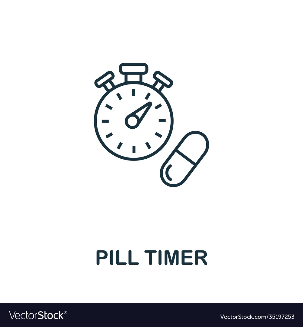 Pill timer icon line style element from digital